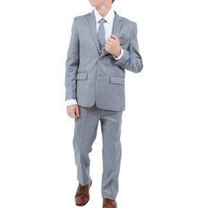 Slate Grey Sharkskin 5 Pc Perry Ellis Boys Suit
